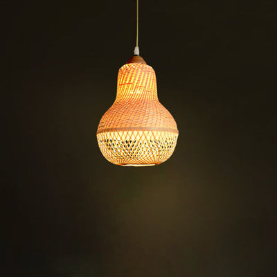 Creative Bamboo Weaving Gourd Shape 1-Light Pendant Light