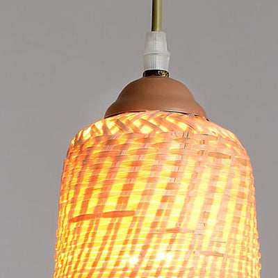 Creative Bamboo Weaving Gourd Shape 1-Light Pendant Light