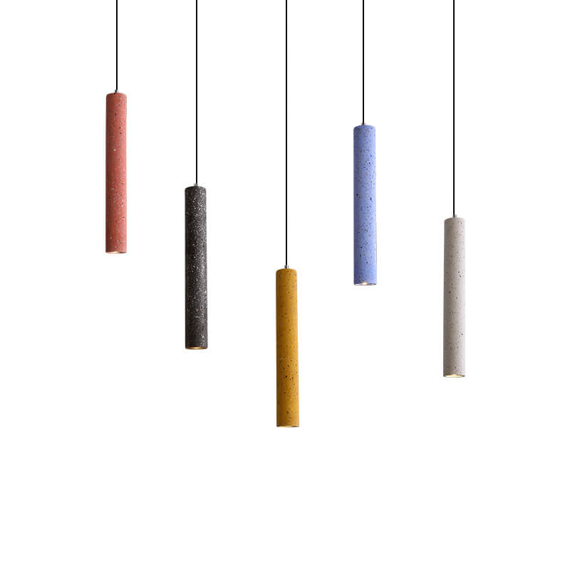 Nordic Colorful Terrazzo Cylindrical Shape 1-Light LED Pendant Light