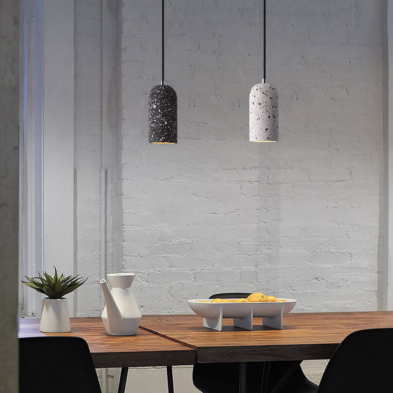 Modern Terrazzo 1-Light Cylinder Shape Pendant Light