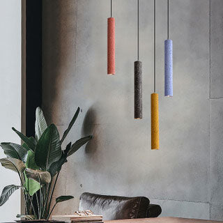 Luz colgante LED de forma cilíndrica de terrazo colorido nórdico 