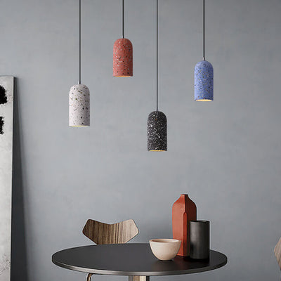 Modern Terrazzo 1-Light Cylinder Shape Pendant Light