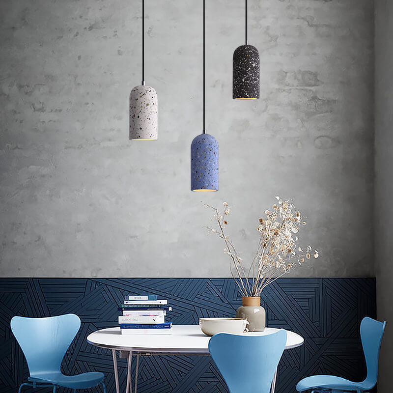 Modern Terrazzo 1-Light Cylinder Shape Pendant Light