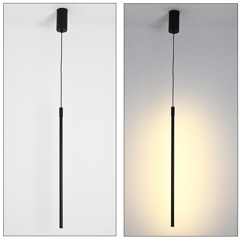 Lámpara colgante LED lineal larga de hierro y acrílico de estilo moderno minimalista para dormitorio 