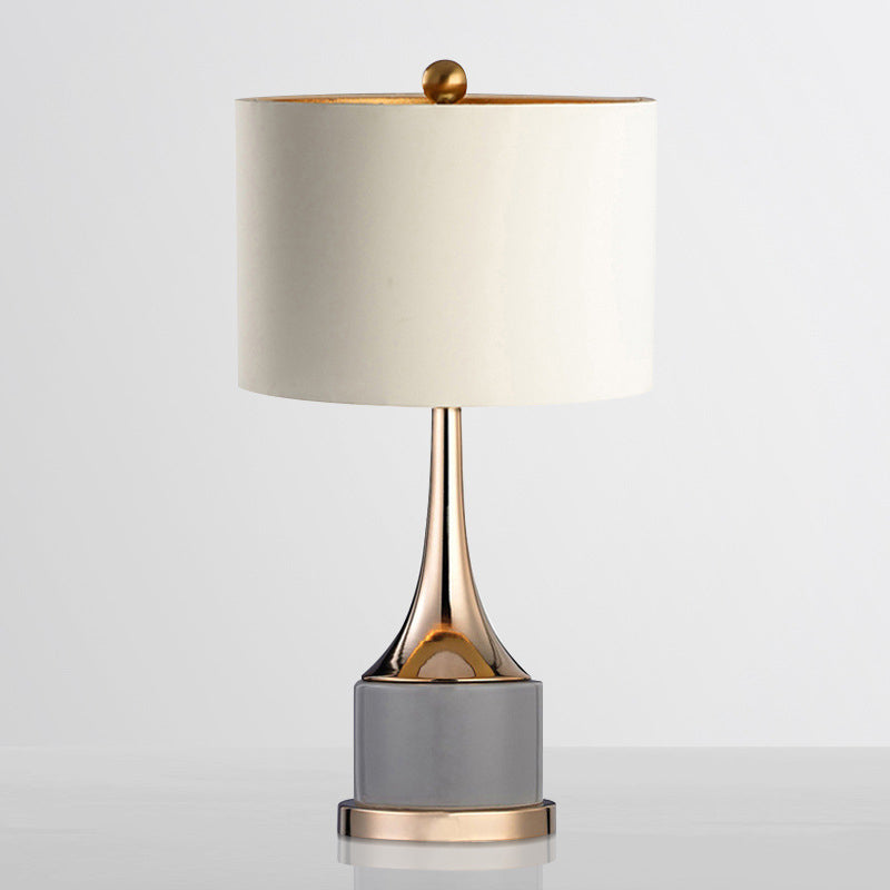 Modern Minimalist Canvas Hardware Cylinder Base 1-Light Table Lamp