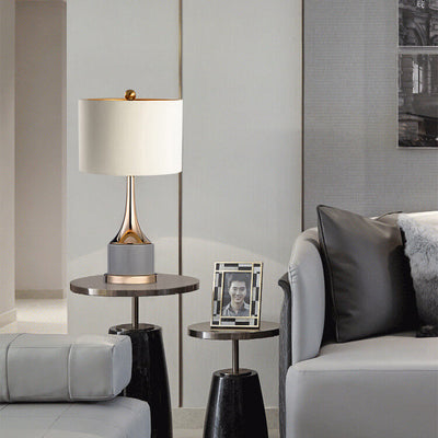 Modern Minimalist Canvas Hardware Cylinder Base 1-Light Table Lamp