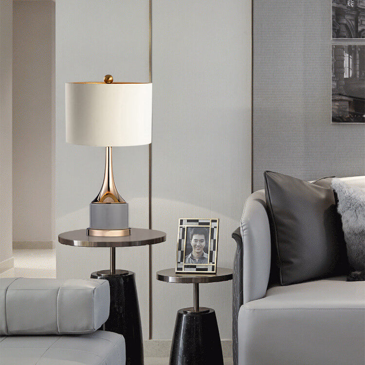 Modern Minimalist Canvas Hardware Cylinder Base 1-Light Table Lamp