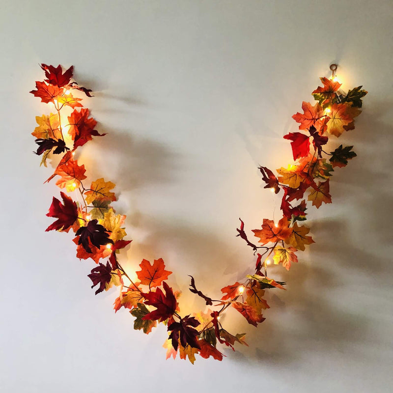 Guirlande lumineuse en rotin, feuille d&