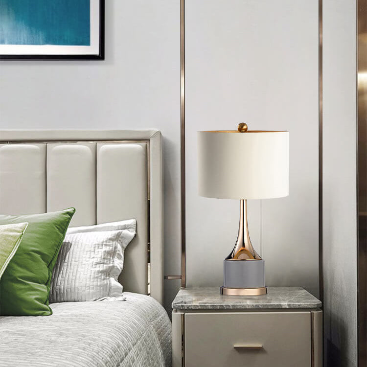 Modern Minimalist Canvas Hardware Cylinder Base 1-Light Table Lamp