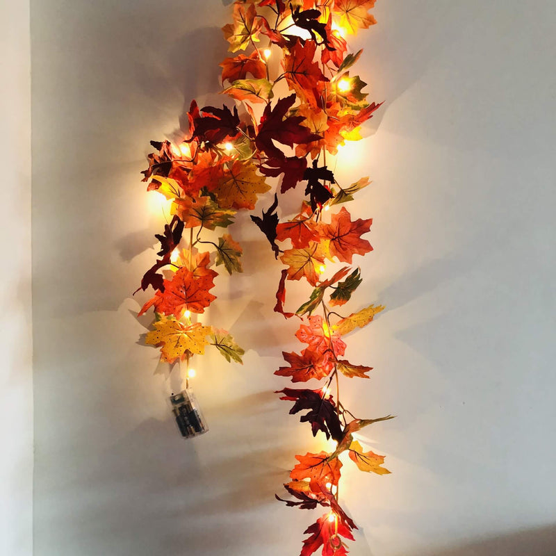 Guirlande lumineuse en rotin, feuille d&