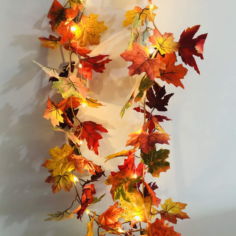 Guirlande lumineuse en rotin, feuille d&