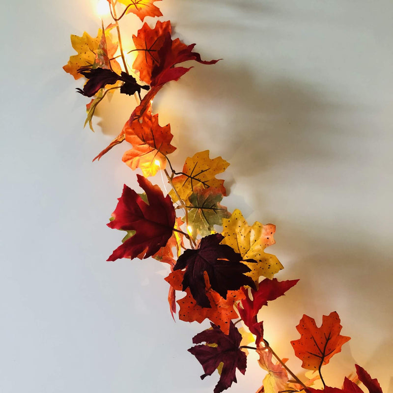 Guirlande lumineuse en rotin, feuille d&