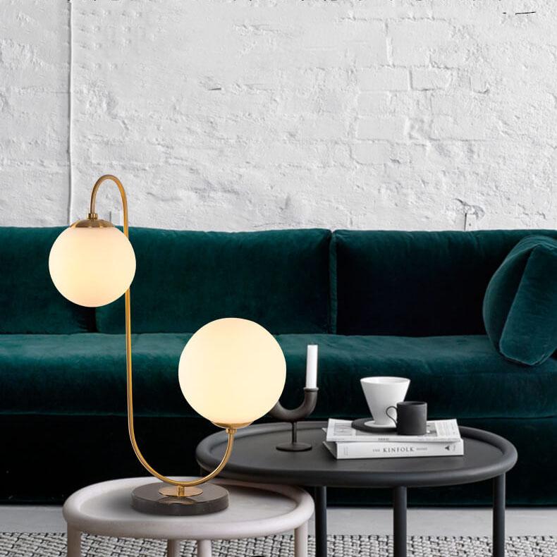 Modern Opal Glass 2-Light Double Ball Table Lamps