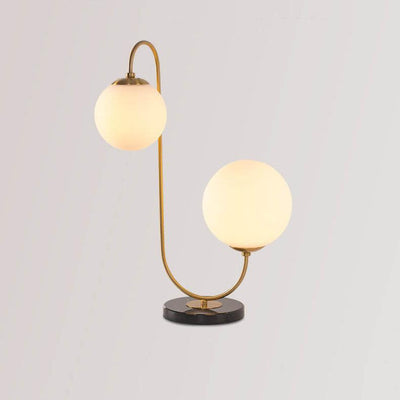 Modern Opal Glass 2-Light Double Ball Table Lamps