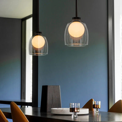 Modern Clear Glass 1-Light Bell Pendant Light