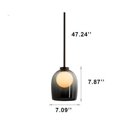 Luz colgante moderna de vidrio claro con 1 luz en forma de campana 