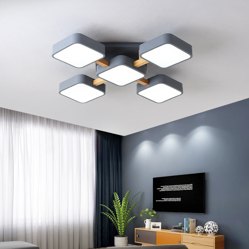 Modern Acrylic Small Cube Combination LED Flush Mount Light