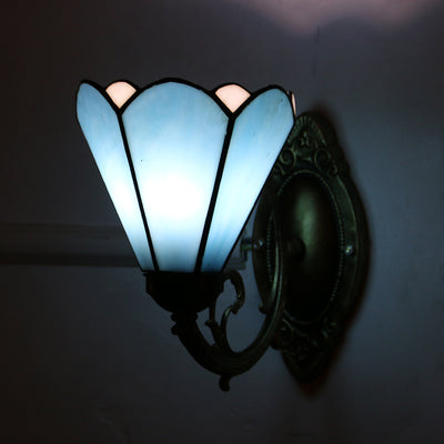 European Style Tiffany Baroque Stained Glass Bowl 1-Light Wall Sconce Lamp