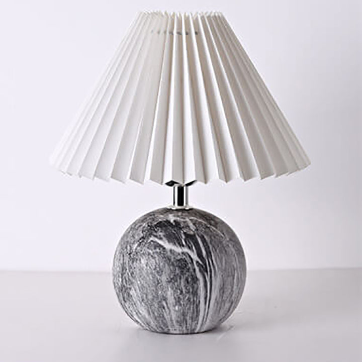 Vintage Plissierter Stofflampenschirm Keramik 1-Licht Tischlampe 