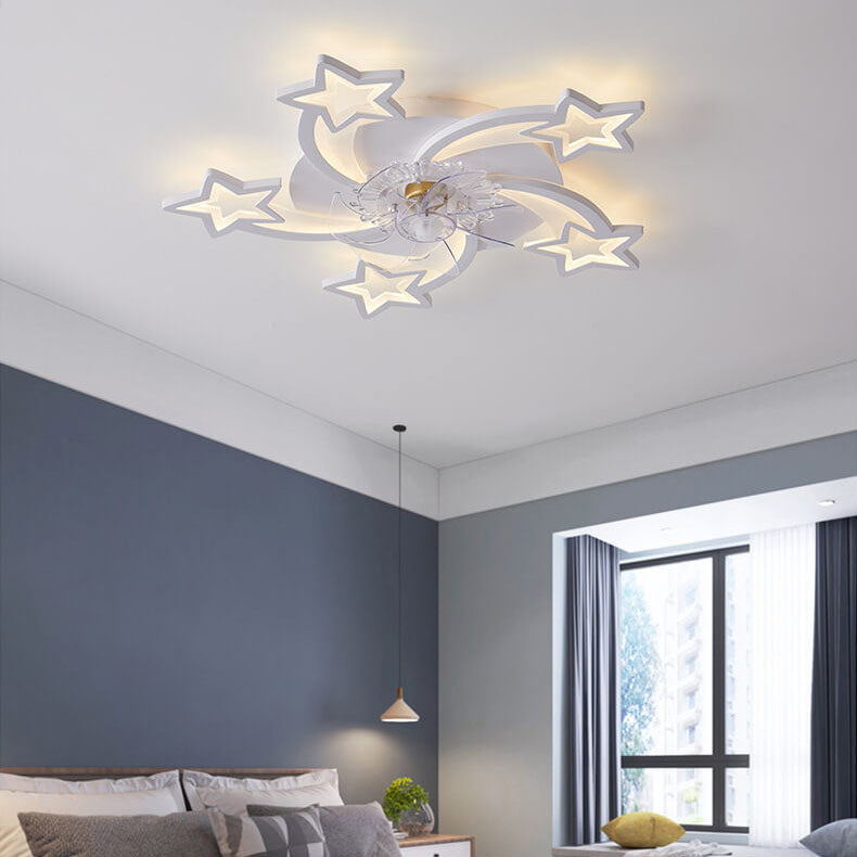 Scandinavian Modern Star Line Iron Acrylic Plastic LED Flush Mount Ceiling Fan Light