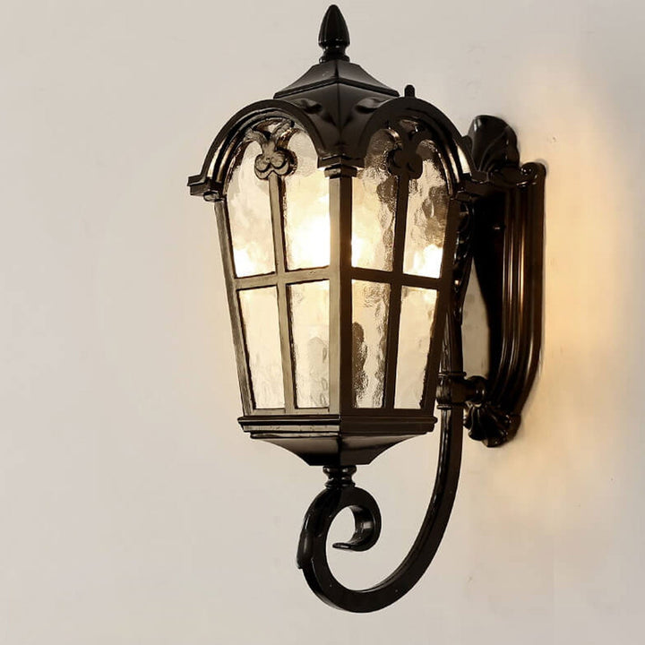 Lanterne murale étanche à 1 lumière en aluminium et verre rétro européen pour l&
