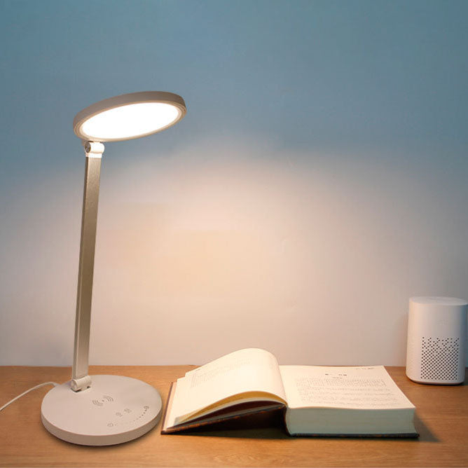 Moderne, schlichte, faltbare kabellose Lade-Touch-LED-Schreibtischlampe aus Aluminium für das Studium 