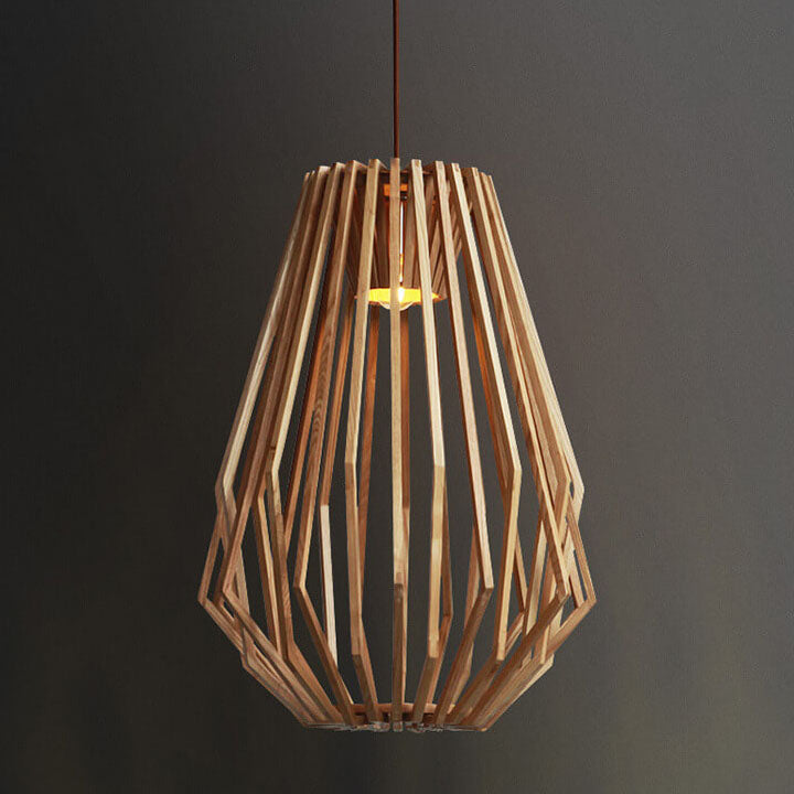 Vintage Creative Geometric Ash Wood 1-Light Pendant Light