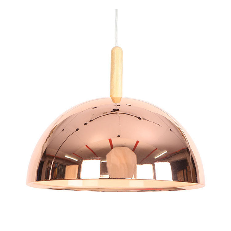 Moderne nordische Pendelleuchte aus Holzstamm, Eisen und Holz mit Kuppelschirm, 1-flammig, für Wohnzimmer &amp; Schlafzimmer 