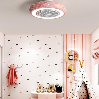 Nordic Minimalist Star Design Grid Lampshade LED Flush Mount Ceiling Fan Light