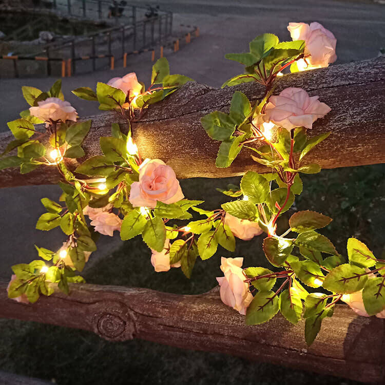 Luces de cadena LED para exteriores a prueba de agua y golpes Rosa Solar 