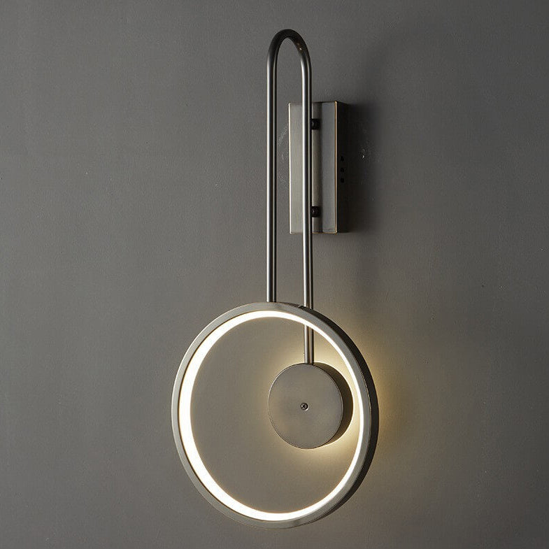 Minimalist Light Luxury Copper Circle Long Arm LED Wall Sconce Lamp