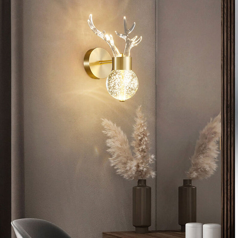 Nordic Luxury Antler Bubble Crystal LED Wall Sconce Lamp