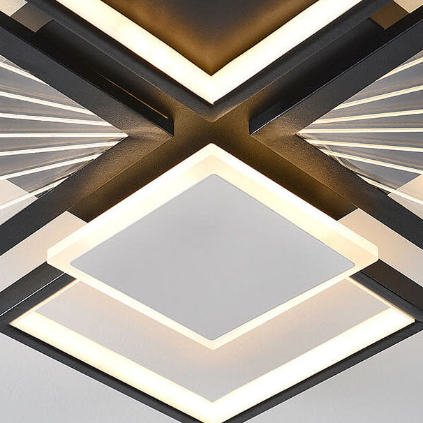 Moderne minimalistische geometrische Formen Schwarz Weiß Eisen LED Deckenleuchte 