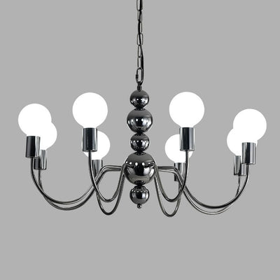 French Modern Minimalist Round Ball Iron Glass 3/5/8 Light Chandelier