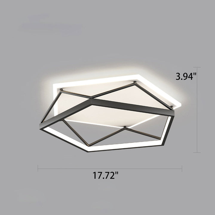 Luz de techo LED montada al ras con diseño geométrico cuadrado minimalista moderno de hierro y acrílico 