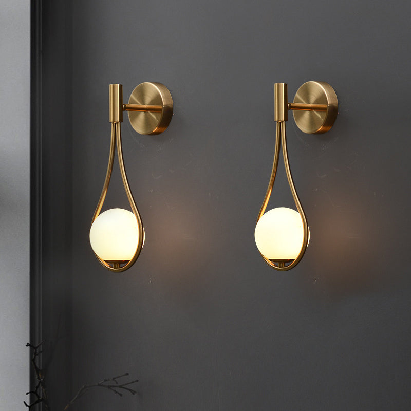 Modern Luxury Teardrop Round Ball Iron Glass 1-Light Wall Sconce Lamp