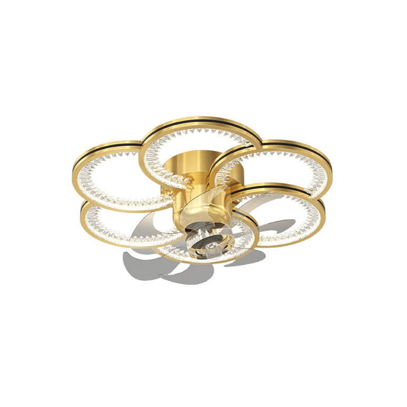 Modern Luxury Flower Petal Design LED Flush Mount Ceiling Fan Light
