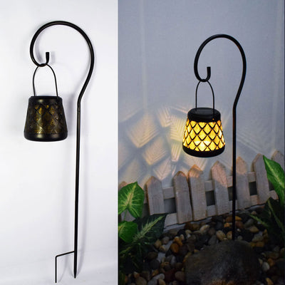 Solar Garden Light Creative Iron Hollow Lantern Outdoor Garden Landscape Light