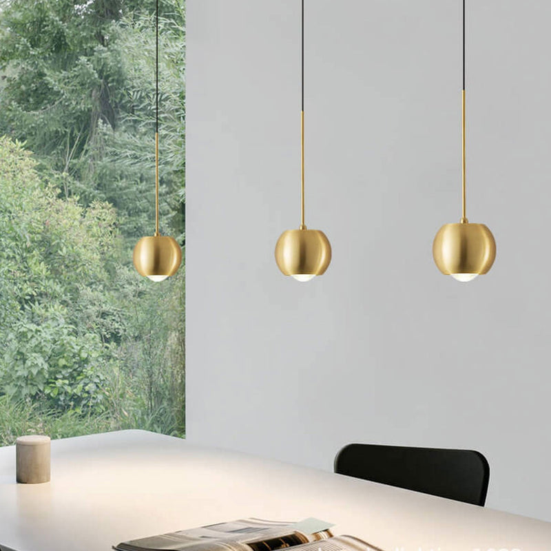 Modern Light Luxury Brass Cylinder Design LED Mini Pendant Light