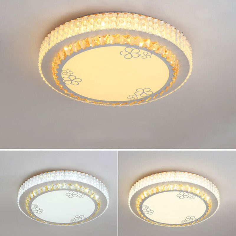 Modern Minimalist Round Acrylic Crystal LED Flush Mount Lighting