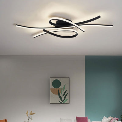 Modern Creative Bending Curves Line Design LED Flush Mount Ceiling Light