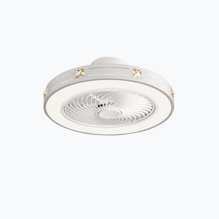 Moderne, minimalistische, einfarbige LED-Deckenventilatorleuchte aus Eisen und Kupfer