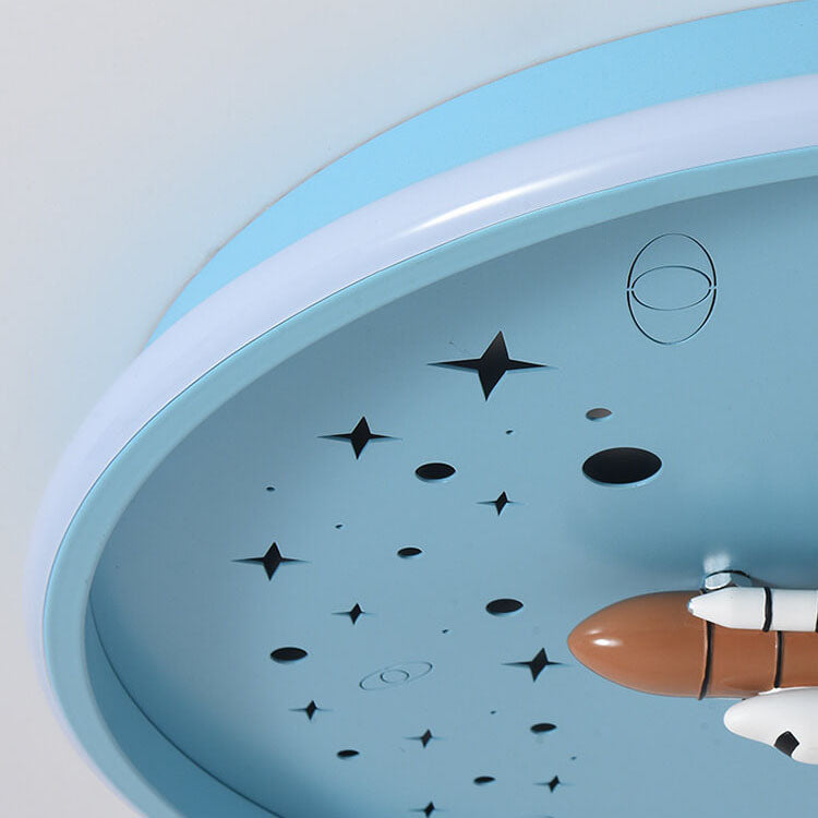 Modern Creative Cartoon Rocket Round LED Kids Flush Mount Ceiling Light