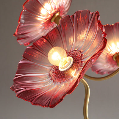 Cadre à Finition Dorée Art Déco Moderne avec Abat-jour en Verre Feuille de Lotus, Lustre 3/6 Lumières pour Salon 
