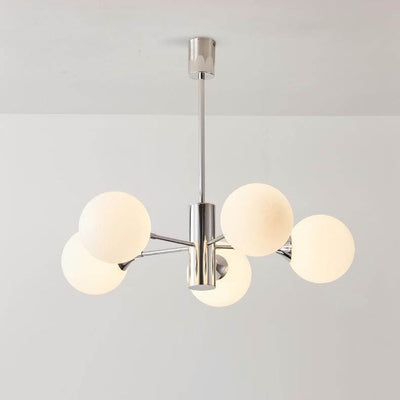 Modern Light Luxury White Round Ball Glass Iron 3/5/8-Light Chandelier