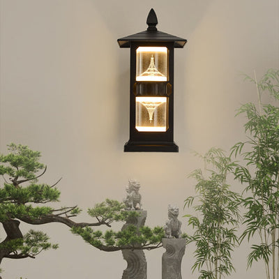 Traditional Chinese Zinc Alloy House Pagoda LED Waterproof Wall Sconce Lamp For Outdoor Patio