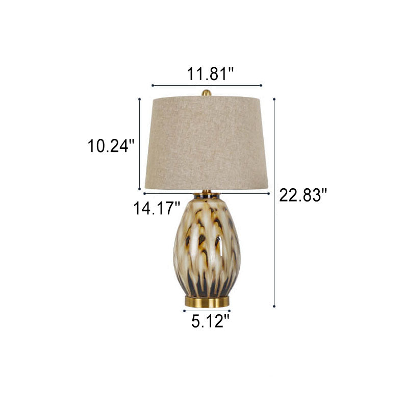 Lampe de table à 1 lumière avec base en céramique motif d&