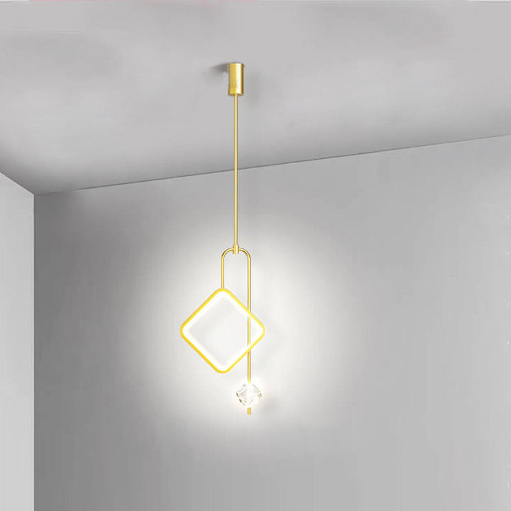 Modern Light Luxury Golden Diamond Geometric Crystal LED Pendant Light