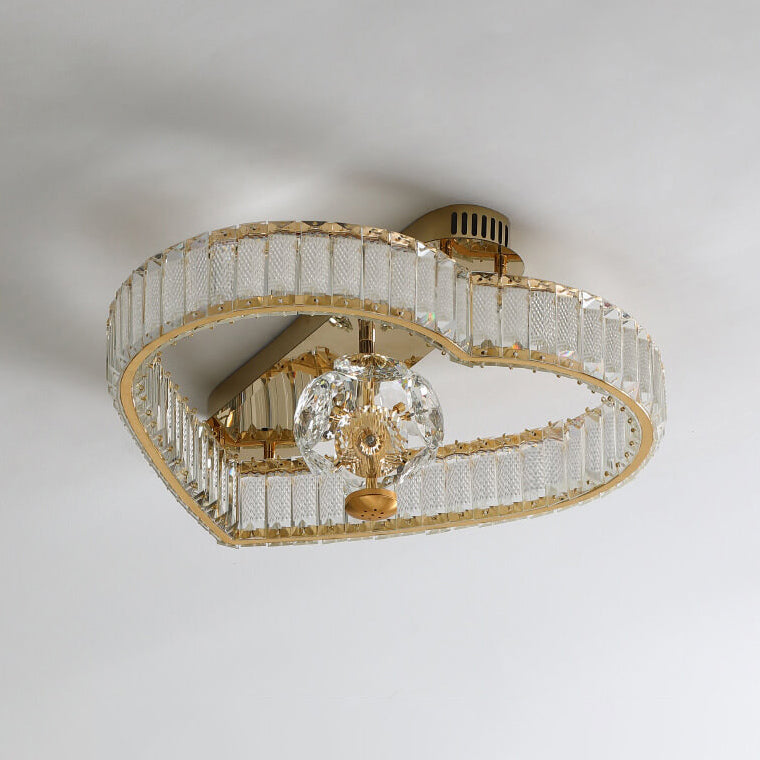 Modern Luxury Crystal Heart Symbol LED Semi-Flush Mount Ceiling Light