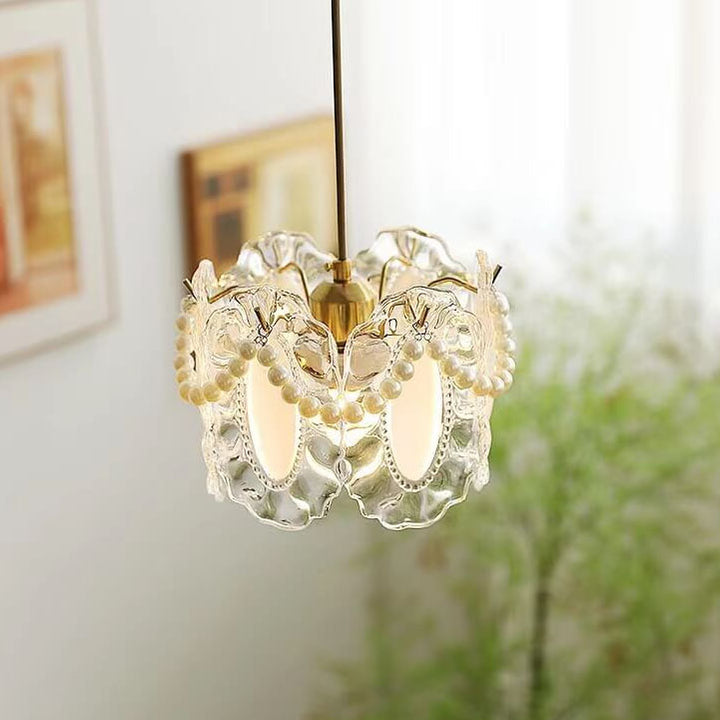 French Light Luxury Hardware Lampe suspendue à 1 lumière en verre 